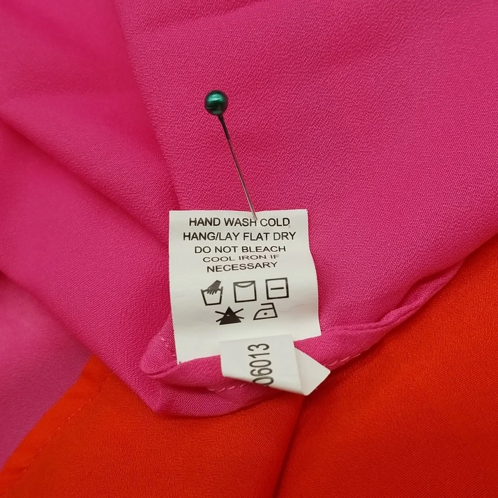 Mud Pie Medium Pink and Orange Shoulder Tie Swimsuit Cover Up Dress - Picture 7 of 9